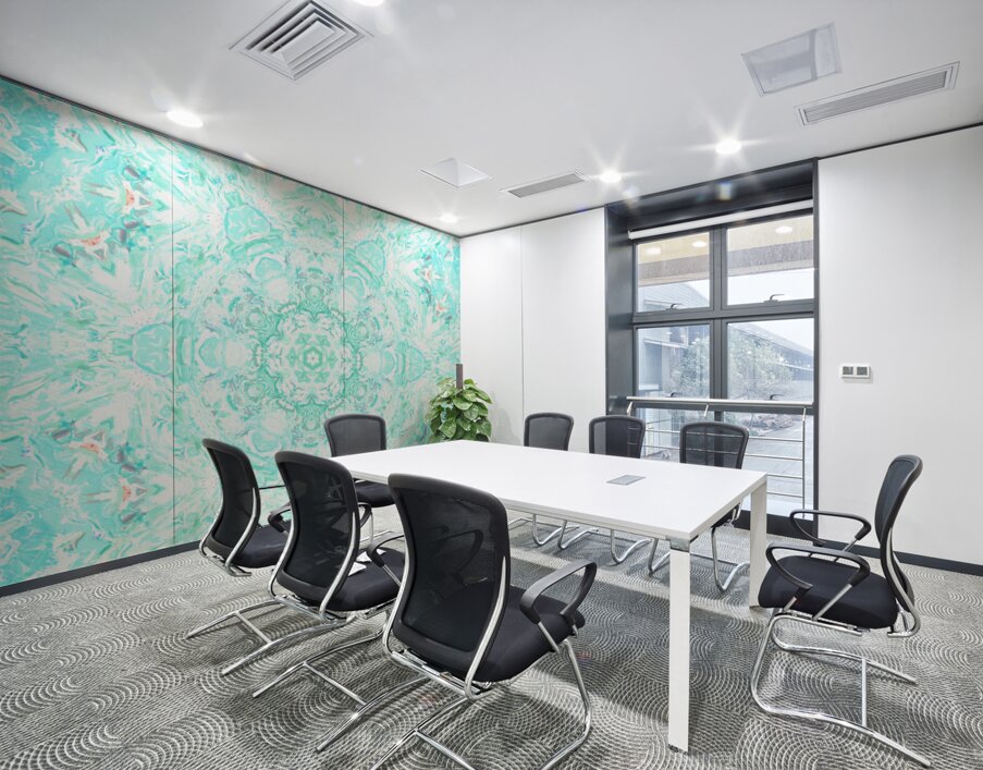  Abstract Colours Collide in Lime Greens and Whites  Wall Printing