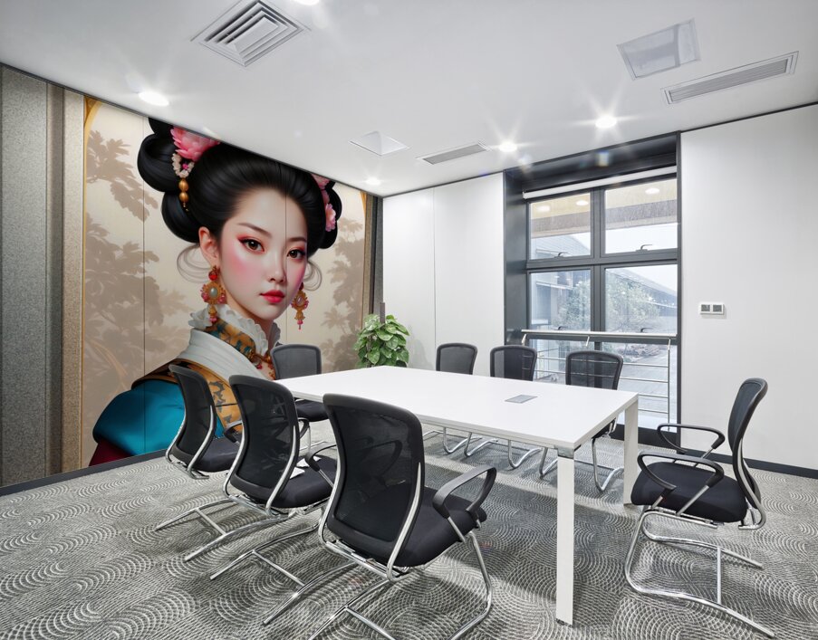 Portrait Of An Elegant Japanese Young Lady Gorgeous AI Concept Art by Xzendor7 Wall Printing