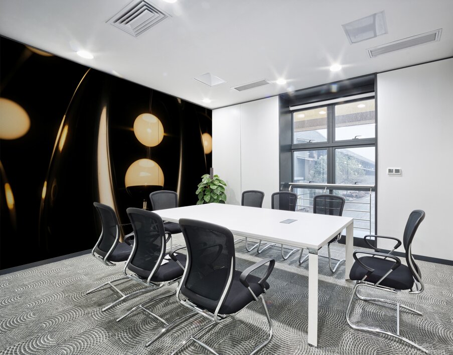 Abstract dark metallic decoration with yellow lamp Wall Printing