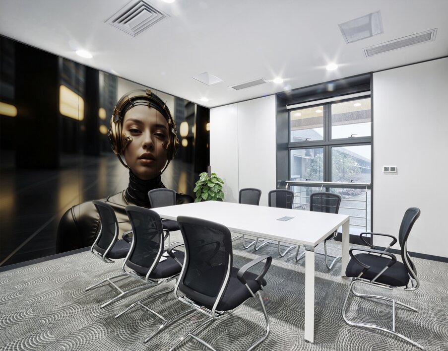 Ai portrait of a young woman in a futuristic world Wall Printing