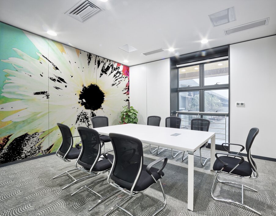 White Daisy Dark Centred on an Abstract Background Wall Printing