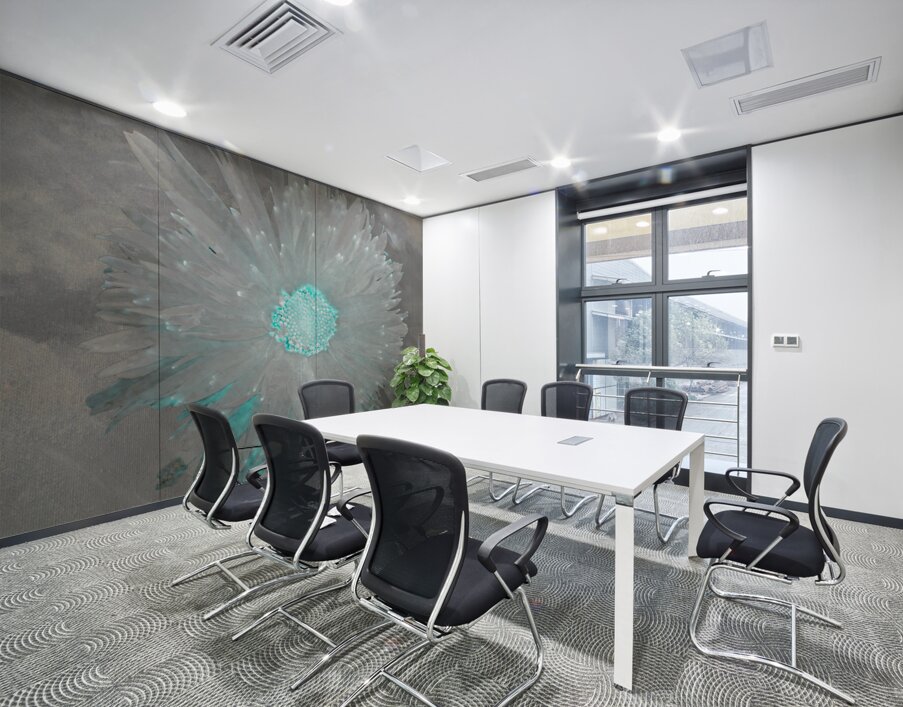 Turquoise Silver Daisy on Light Abstract Background Wall Printing