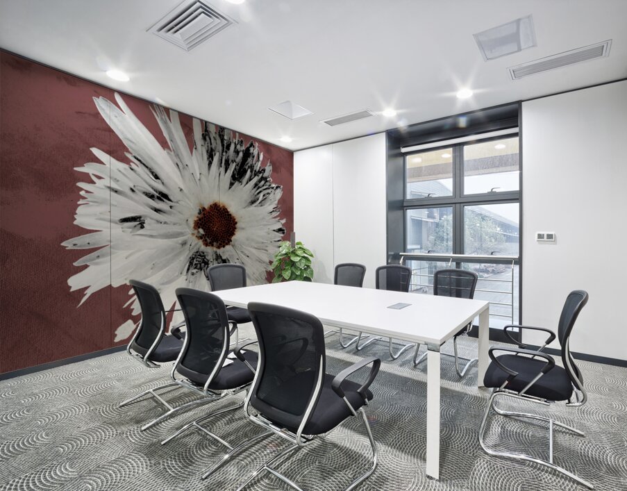  Light Distressed Daisy Flower with Dark Centre on an Abstract Background Wall Printing