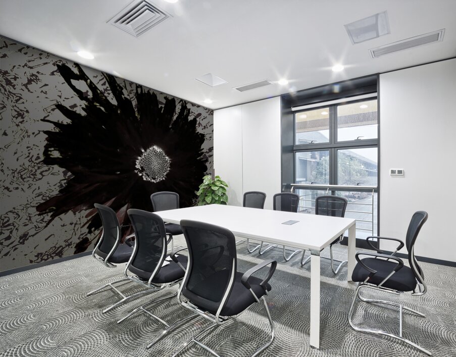 Dark Daisy with White Centre on a Grey Abstract Background Wall Printing