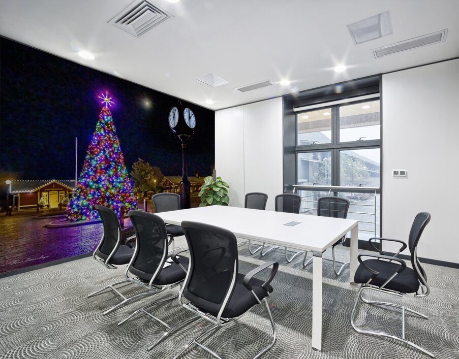 Christmas In The Valley 3-Train Depot Wall Printing