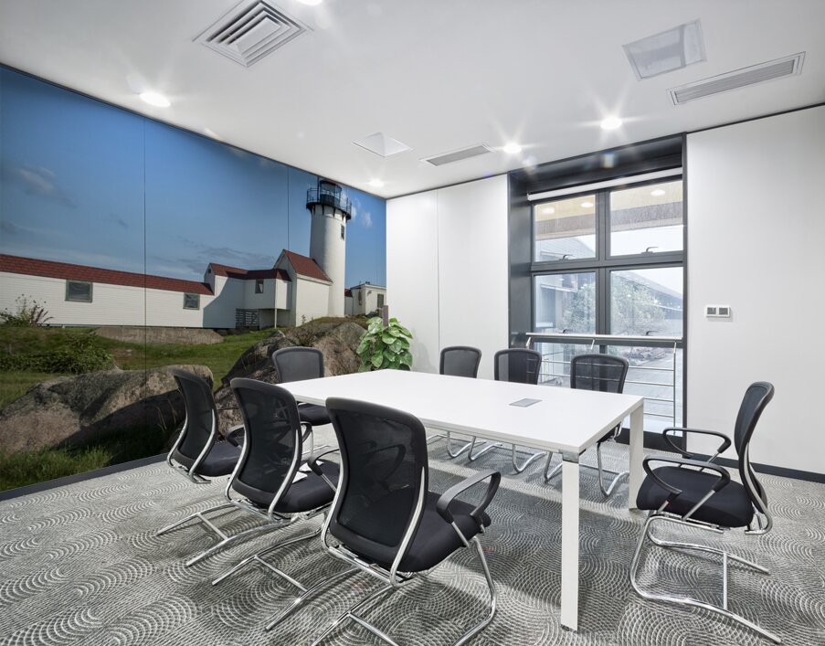 Boulder Shaped Like Wave in Front of Eastern Point Lighthouse in Massachusetts Wall Printing