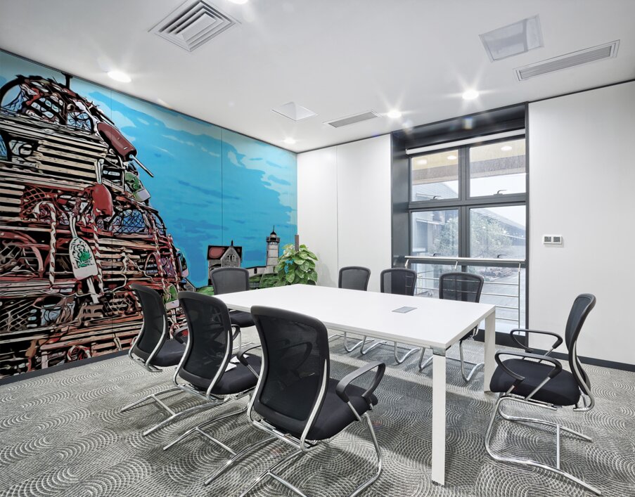 Nubble Light Near Lobster Trap Holiday Tree in Maine -Illus. Wall Printing