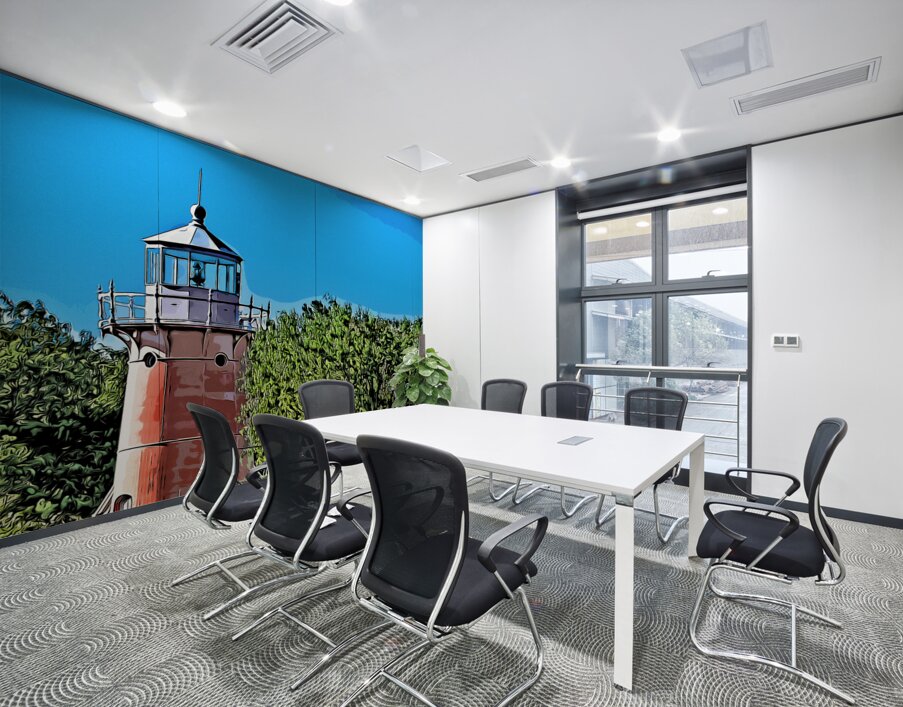 Pink Isle La Motte Lighthouse Tower in Lake Champlain in Vermont - Illus. Wall Printing