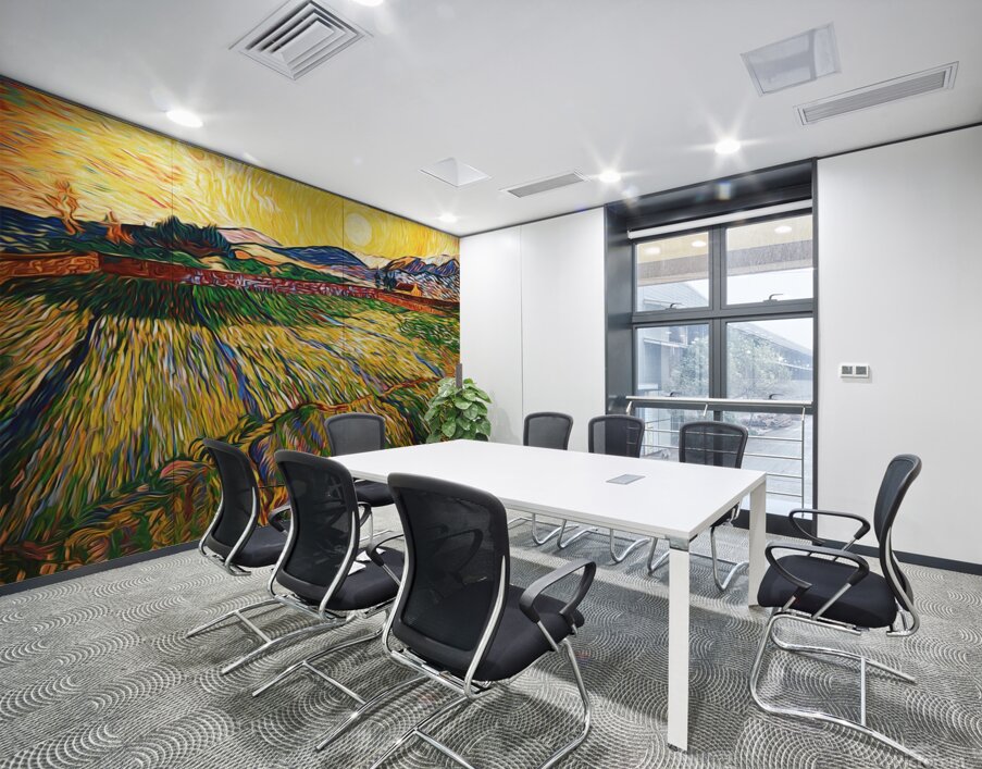 trees countryside painting Wall Printing