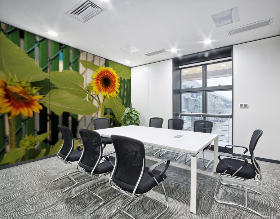 Sunflowers on the Fence Wall Printing