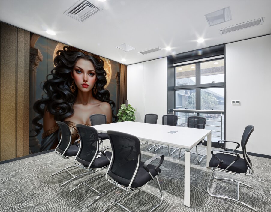 Captured By The Full Moon Captivating AI Concept Art Portrait by Xzendor7 Wall Printing