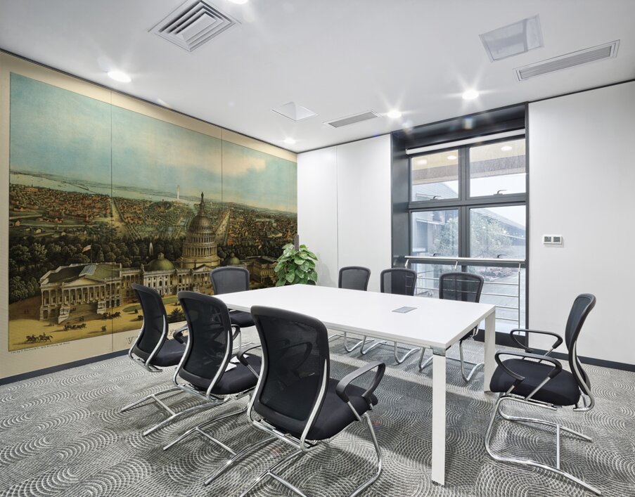 Low-angle birds-eye view of central Washington DC from 1871 Wall Printing