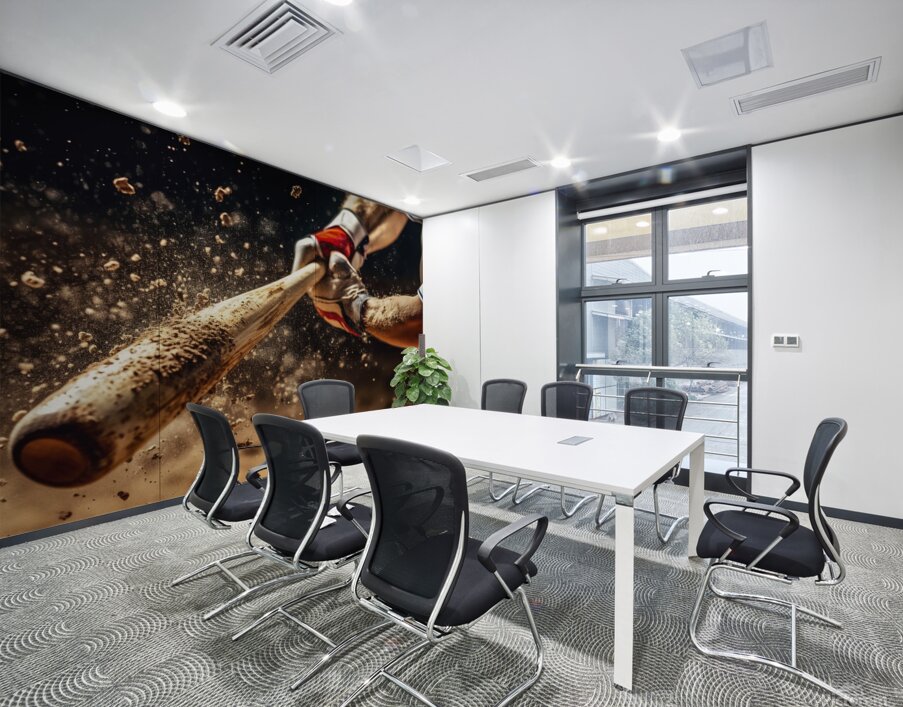 irene yakynuka Batter hitting baseball ball with Wall Printing