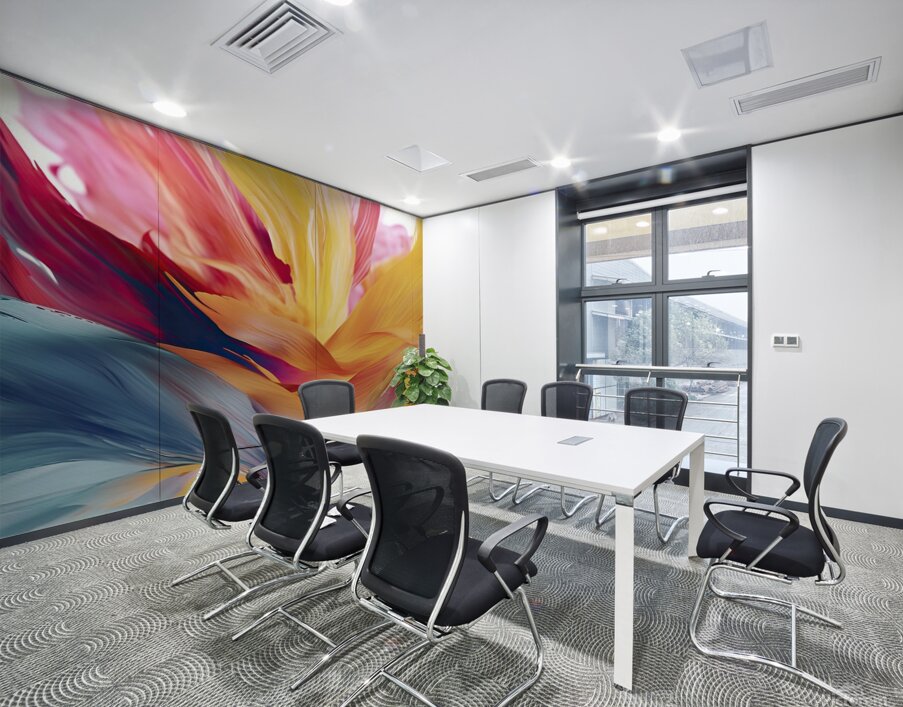 In a mesmerizing display of colors a dynamic wave-shaped spiral Wall Printing