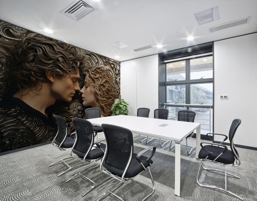 pharcry. a man and woman kiss each other while lo 1707829186.9767 Wall Printing