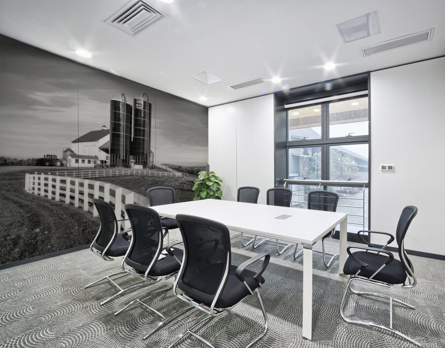 Silos and Fence B W Wall Printing