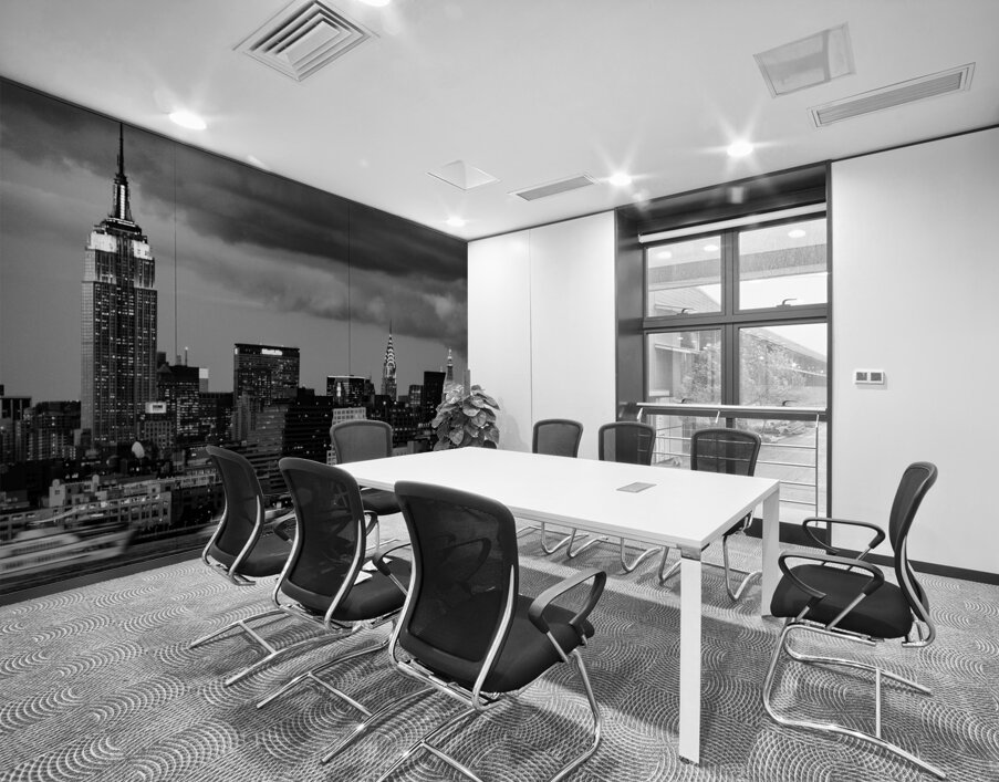 midtown manhattan skyline at dusk  square 371 Mid Wall Printing