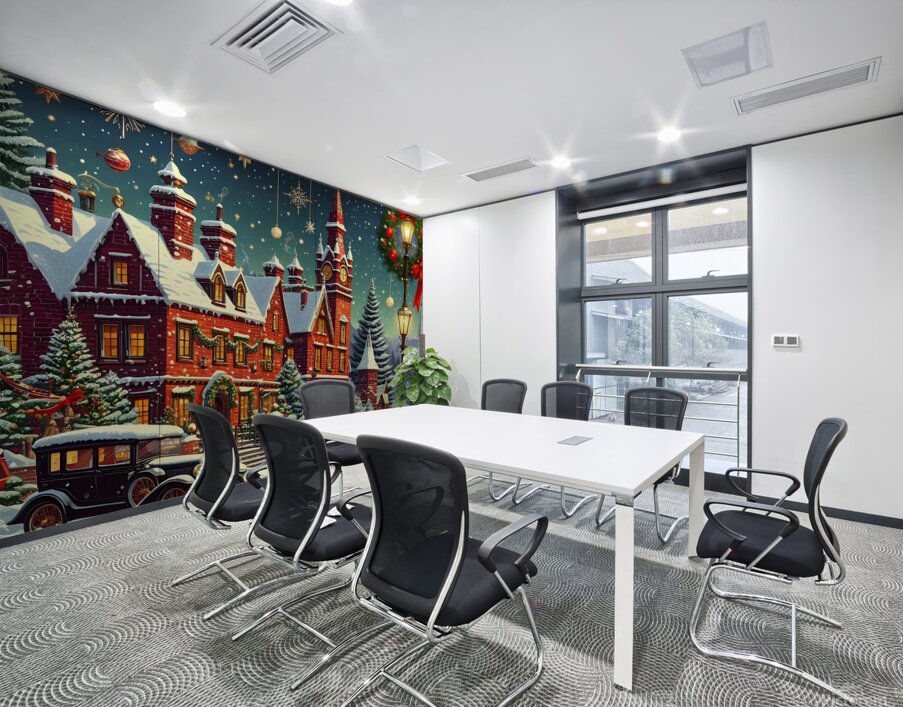 village town snow Wall Printing