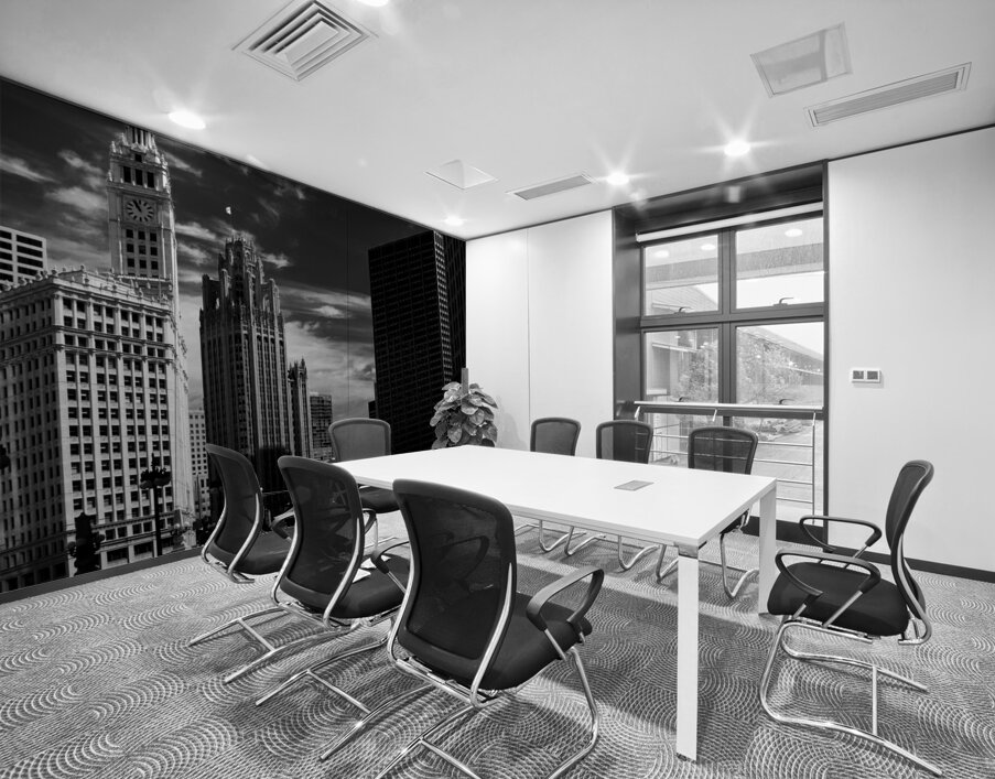 wrigley tribune buildings whispy sky  square 81 S Wall Printing