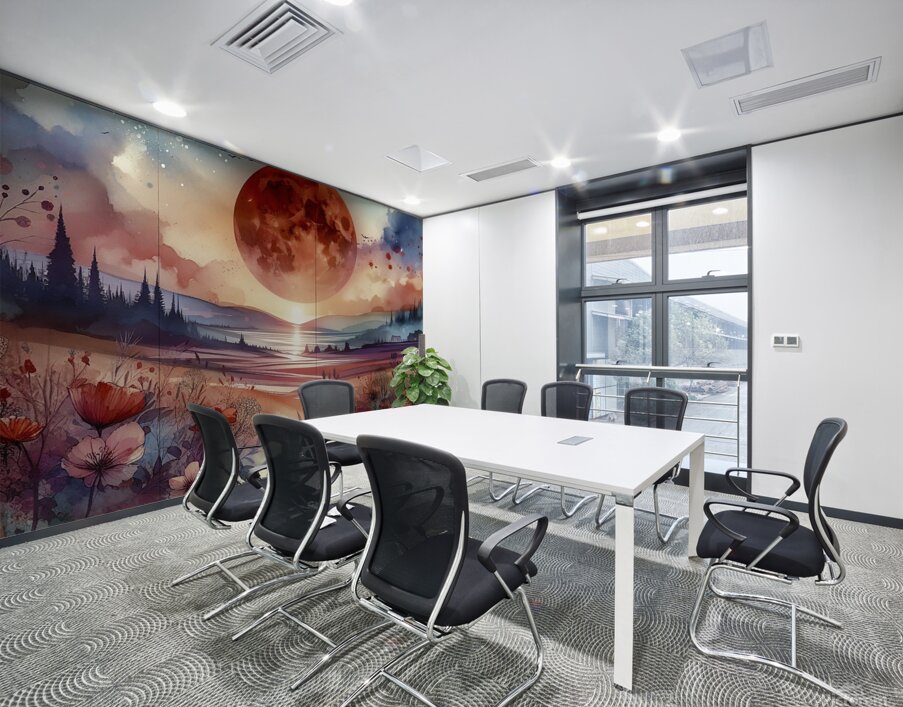 red moon fantasy landscape flowers Wall Printing