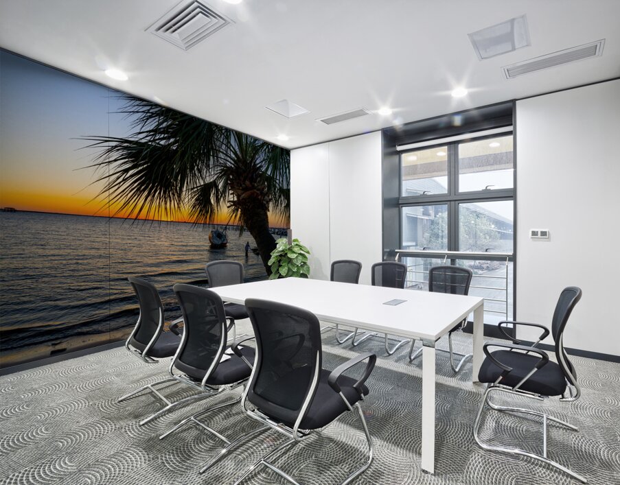 Gulf Breeze Palm Tree And Sailboat Sunset Wall Printing