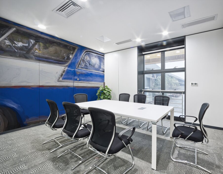 1956 Blue Chevrolet Bel Air Nomad Station Wagon X 3 Wall Printing