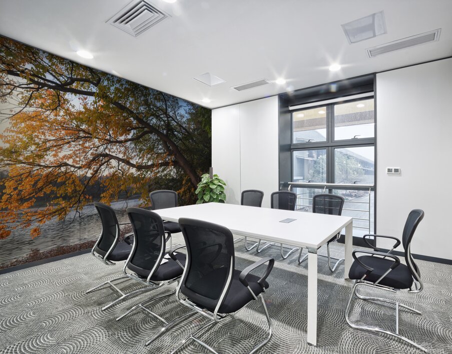 Here comes the autumn on the small lake Wall Printing