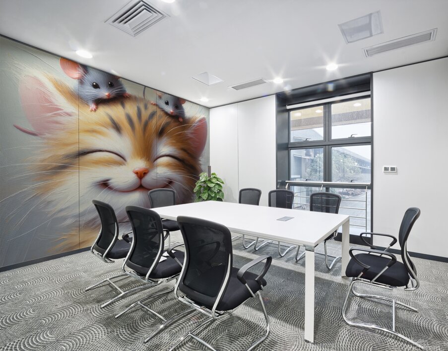 Happy Cat and Mouses Wall Printing