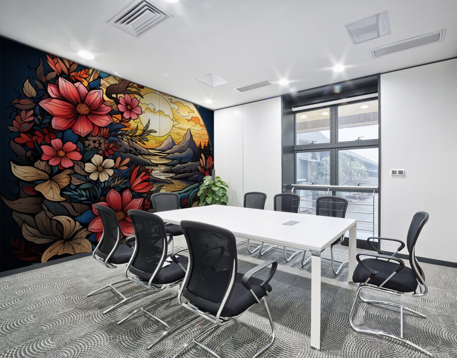 sunset mountains landscape nature sky trees cloud Wall Printing