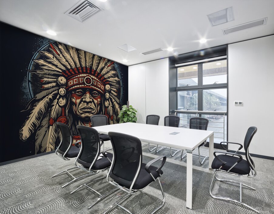 indian chief leader headdress man portrait tribe Wall Printing