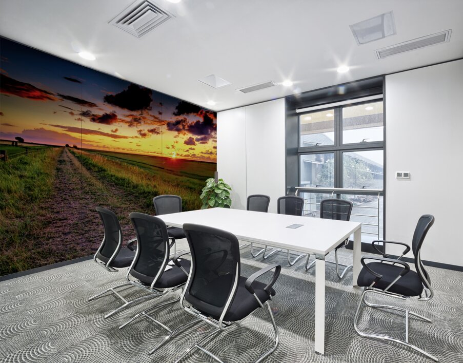 Mont Saint Michel Farm Field at Sunset Wall Printing