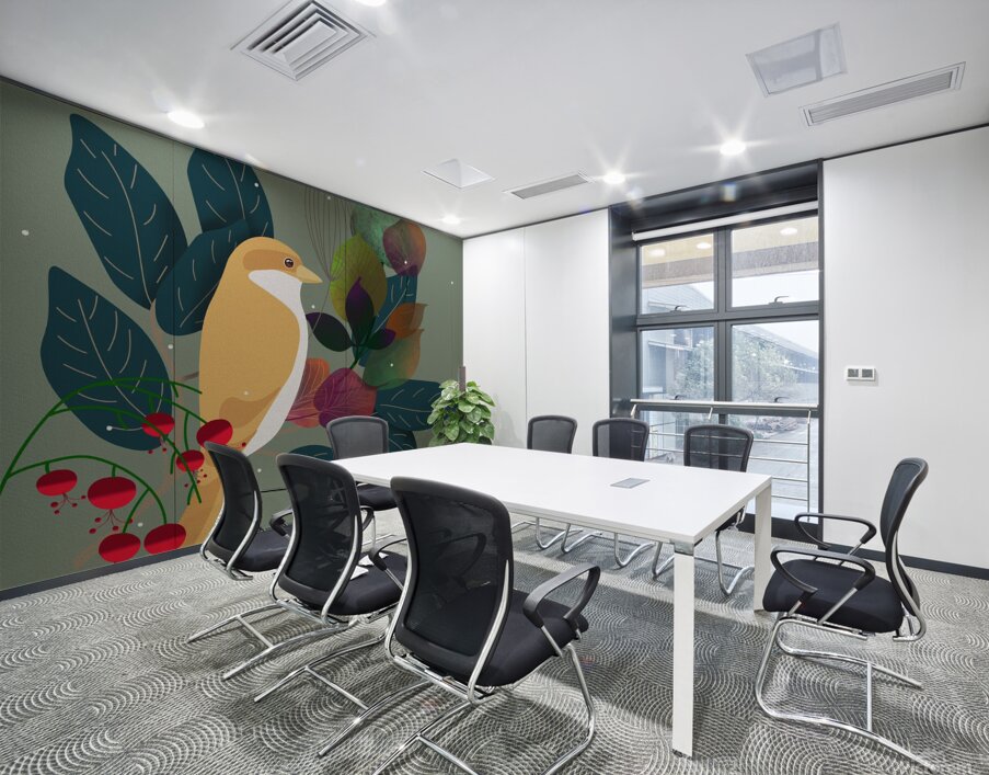 flowers branches leaves bird plants spring summer Wall Printing