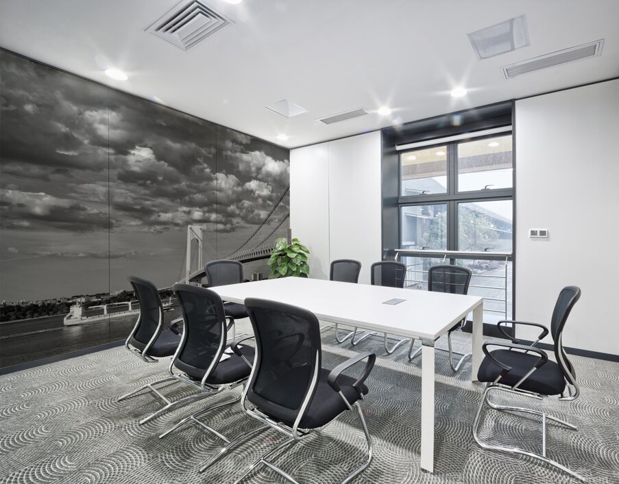 Verrazzano Bridge and Cargo Ship B W Wall Printing