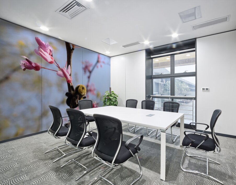 Bee on Eastern Redbud - Wintergarden Park Wall Printing