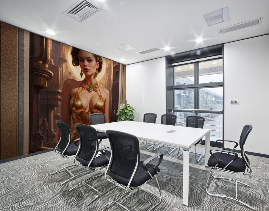 She Has That Look Mesmerizing AI Concept Art Retro Fusion Pin Up Portrait by Xzendor7 Wall Printing