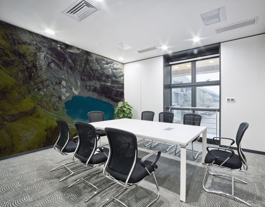 Green blue white Wall Printing