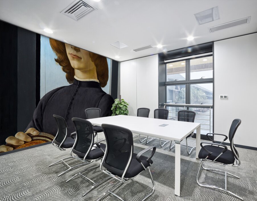  Sandro Botticelli 1445 1510  Portrait of a young man holding a roundel Wall Printing