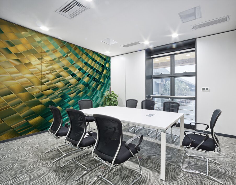 Abstract fractal background with golden and blue pattern Wall Printing