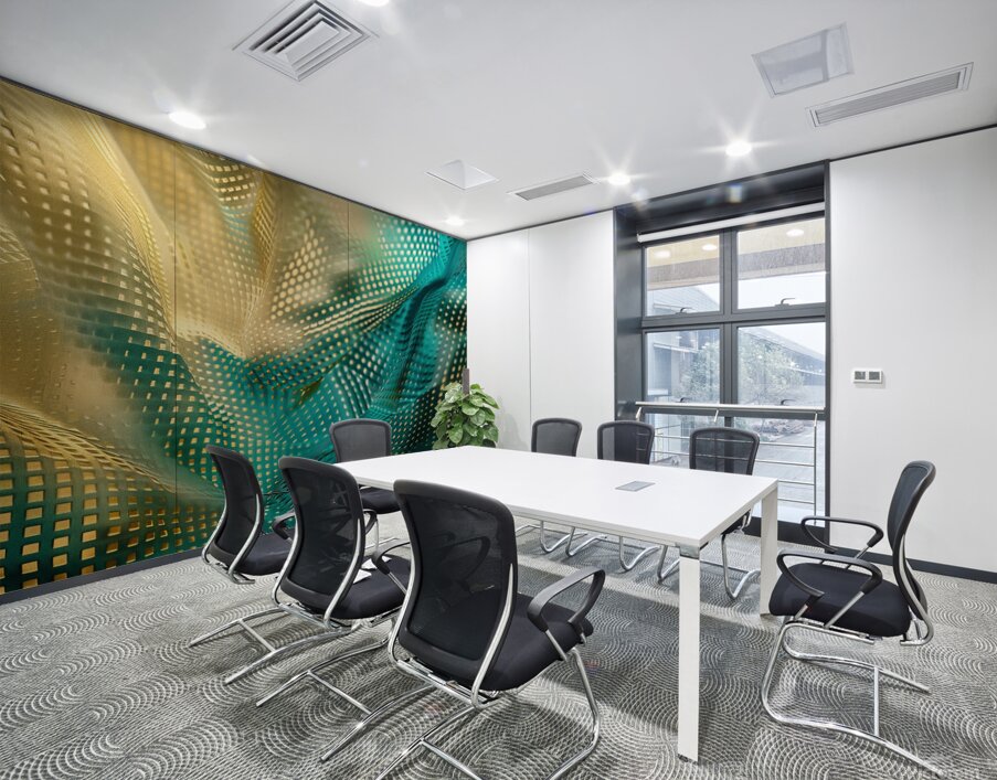 Abstract fractal background with golden and blue pattern Wall Printing