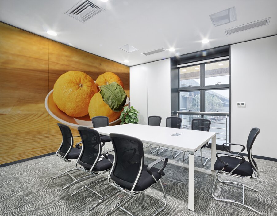 Fresh oranges in plate Wall Printing