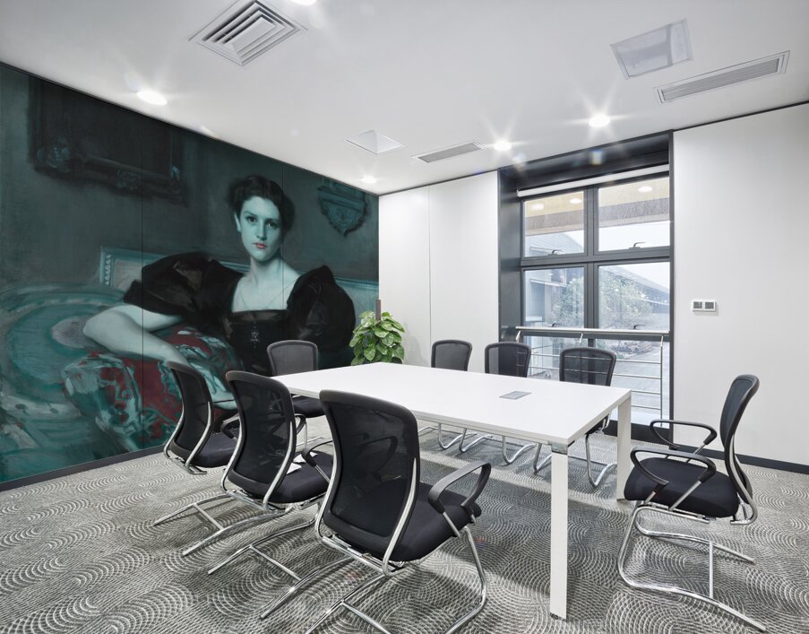 QAC 0016 – Ghostly Blue Red with Vampire teeth. Wall Printing