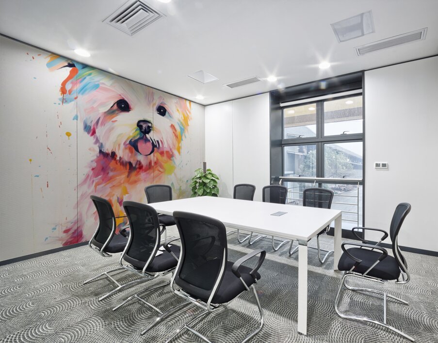 QAN 1059 – Happy Painted Maltese Puppy Bold Col Wall Printing