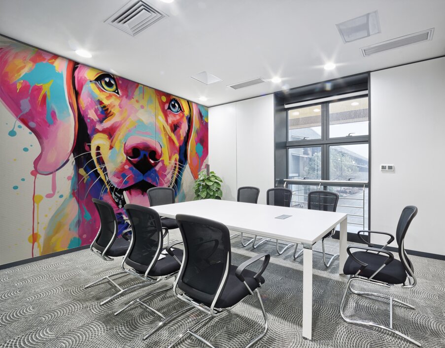 QAN 1062 – Bold Painted Lab Colorful Happy Dog. Wall Printing