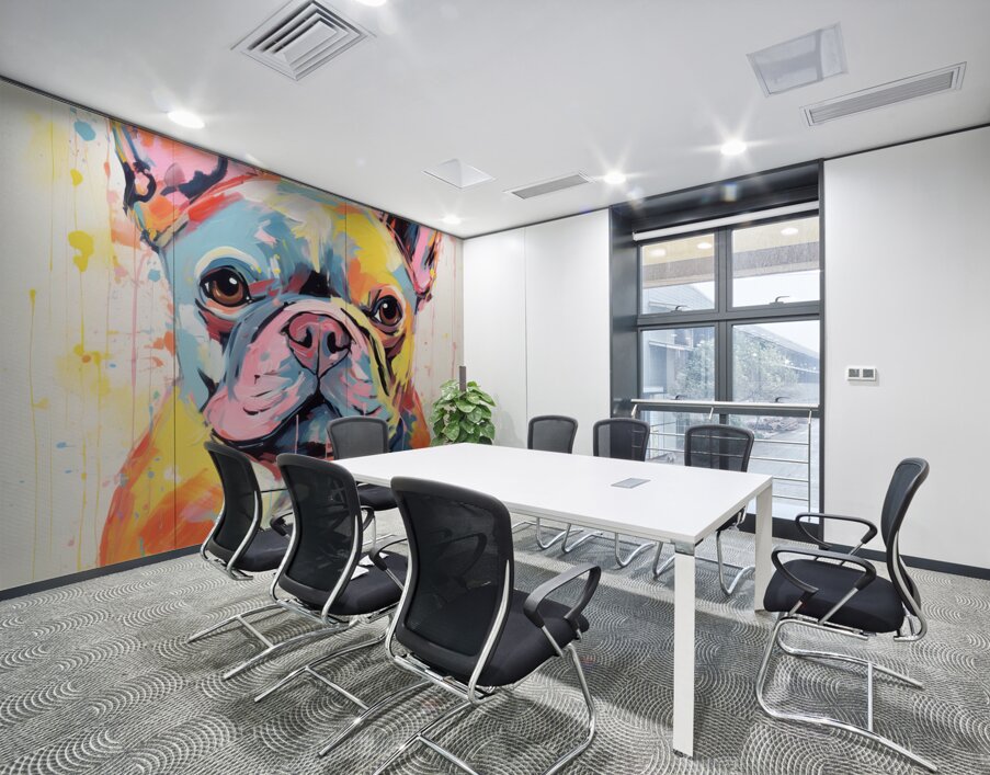 QAN 1052 – French Bulldo Colorful Happy Puppy.j Wall Printing