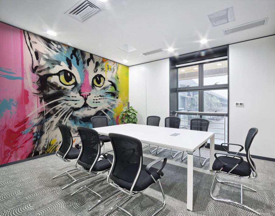 QAN 1069 – Bold Colorful Happy Cat Wall Printing