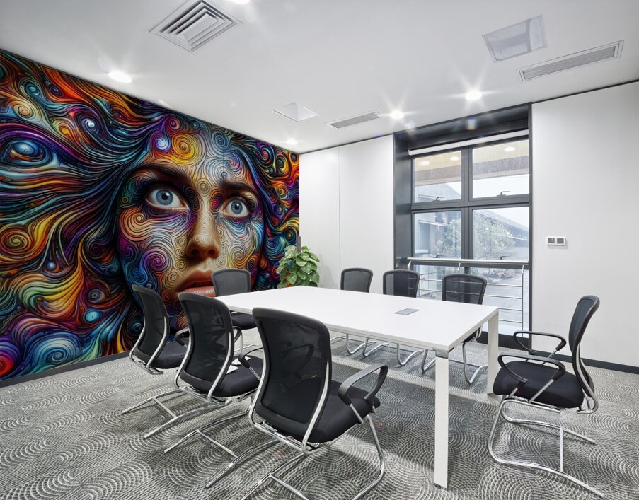 Illustration of a Face with Swirling Patterns 1 Wall Printing