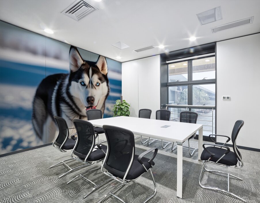 A Canine Journey through the Snow-Covered Forest 1 Wall Printing