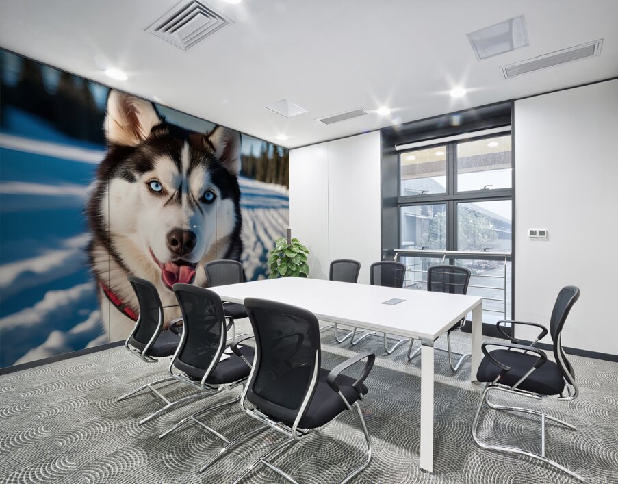 A Canine Journey through the Snow-Covered Forest 3 Wall Printing