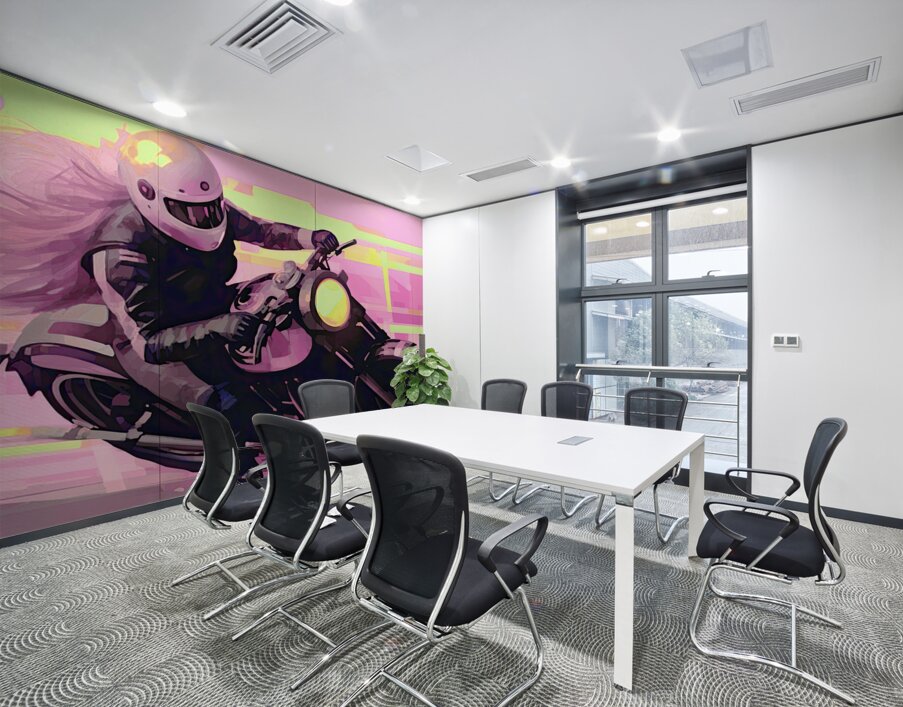 QPOP 006 – Chicks Love Bikes Pink Wall Printing