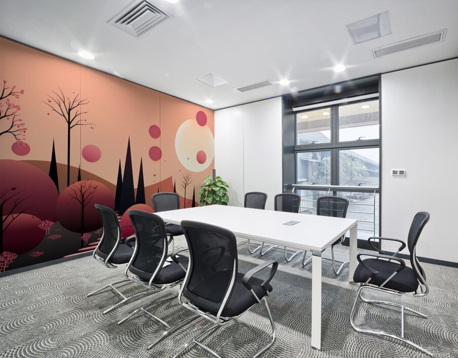 sunset dawn trees forest park art Wall Printing